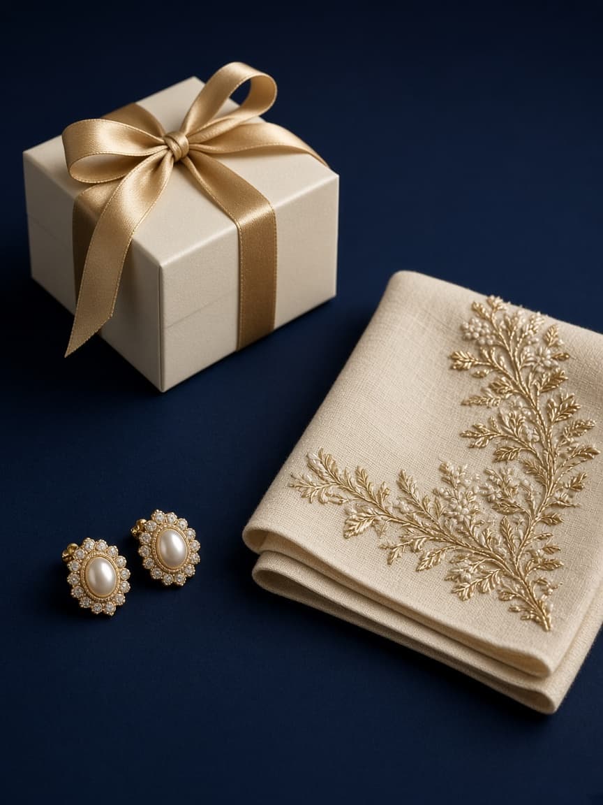 Ivory gift box with gold ribbon — demo visual