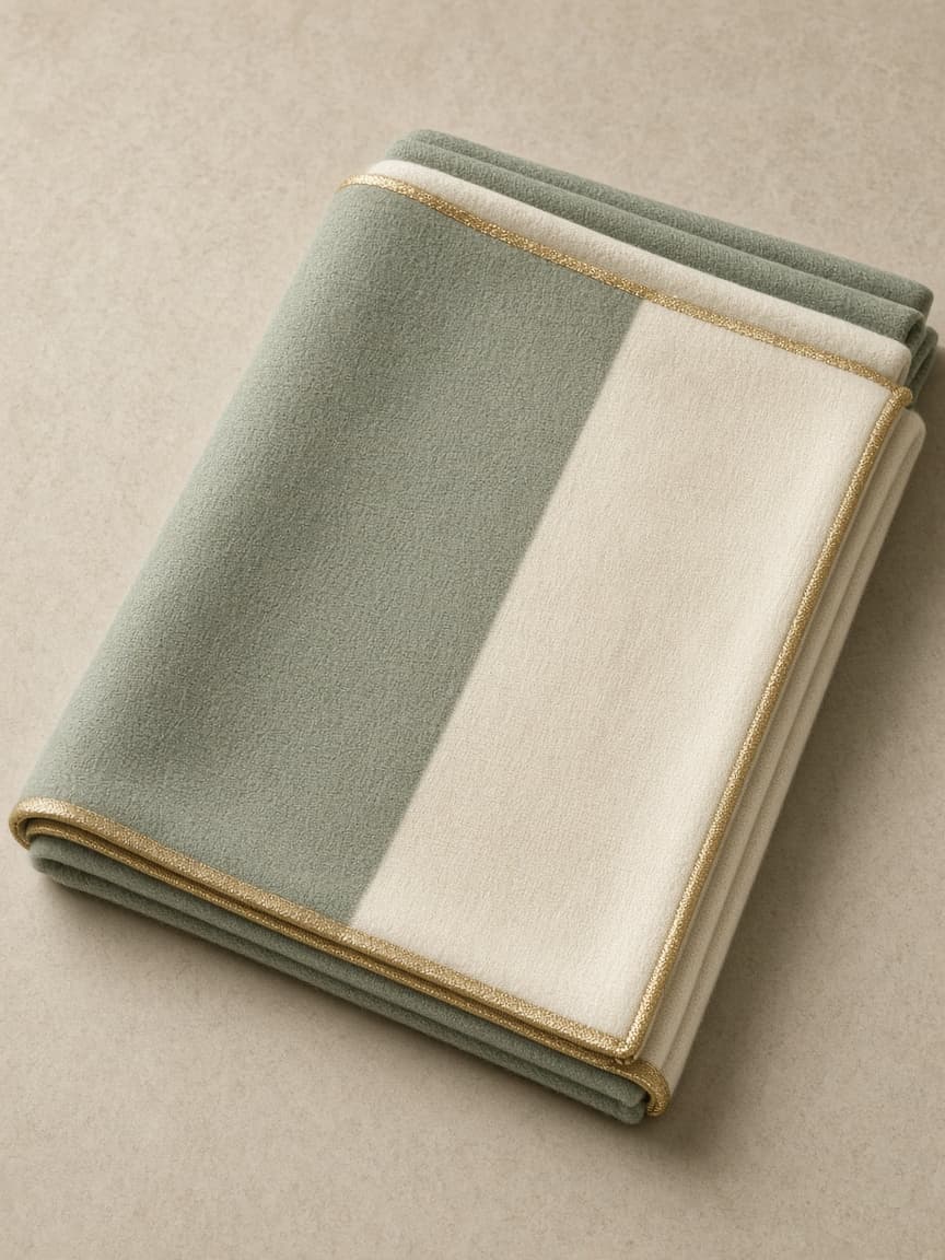 Sage and ivory wool shawl — demo product visual